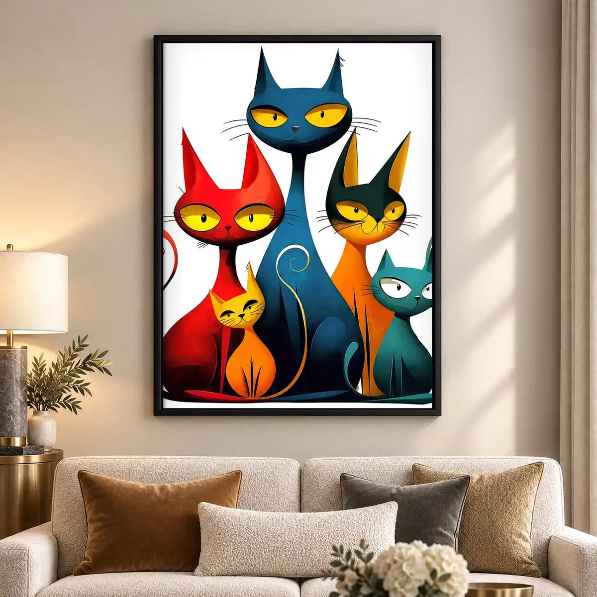 Four Geometric Cats Wall Art 5