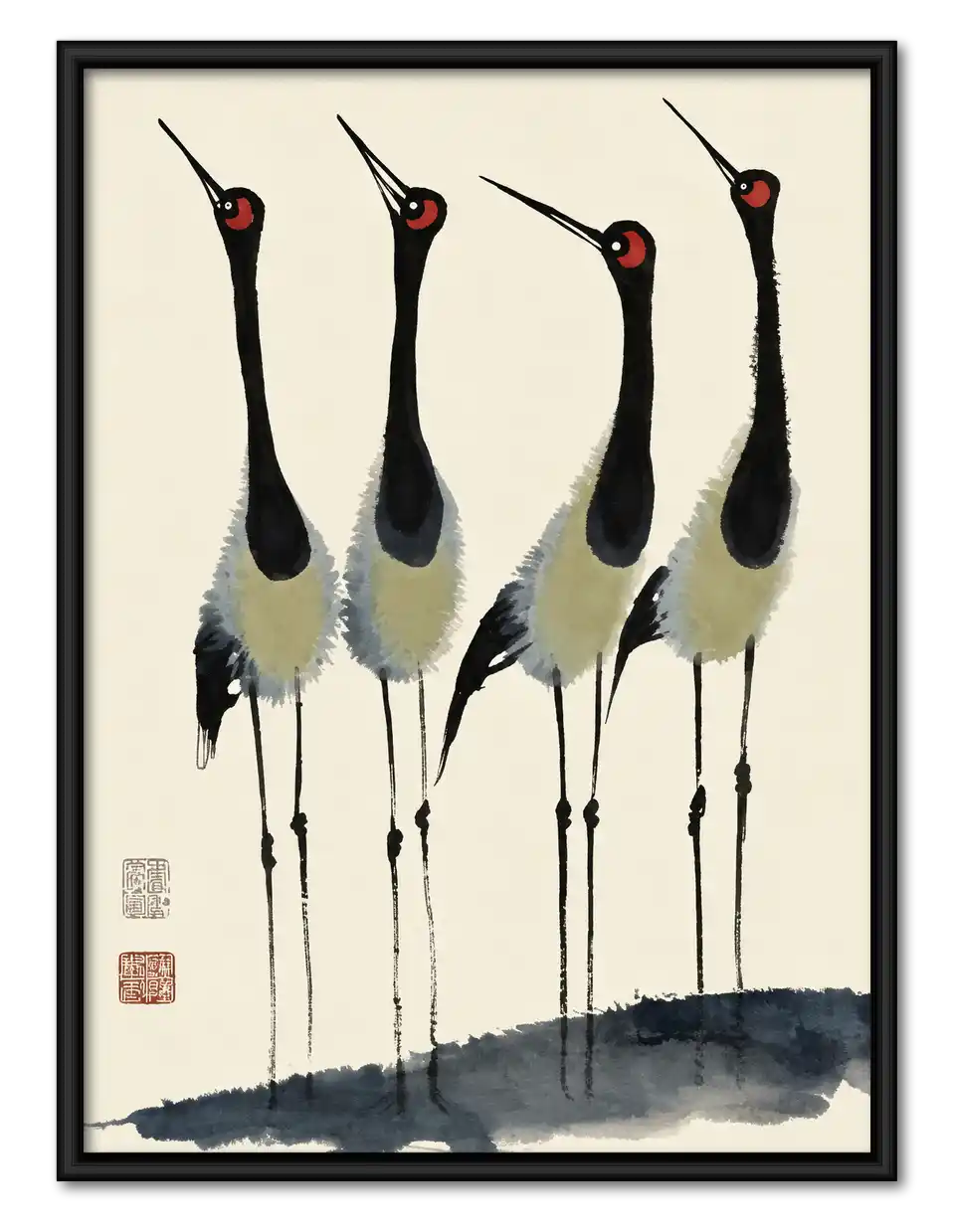 Four Japanese Cranes Wall Art 1