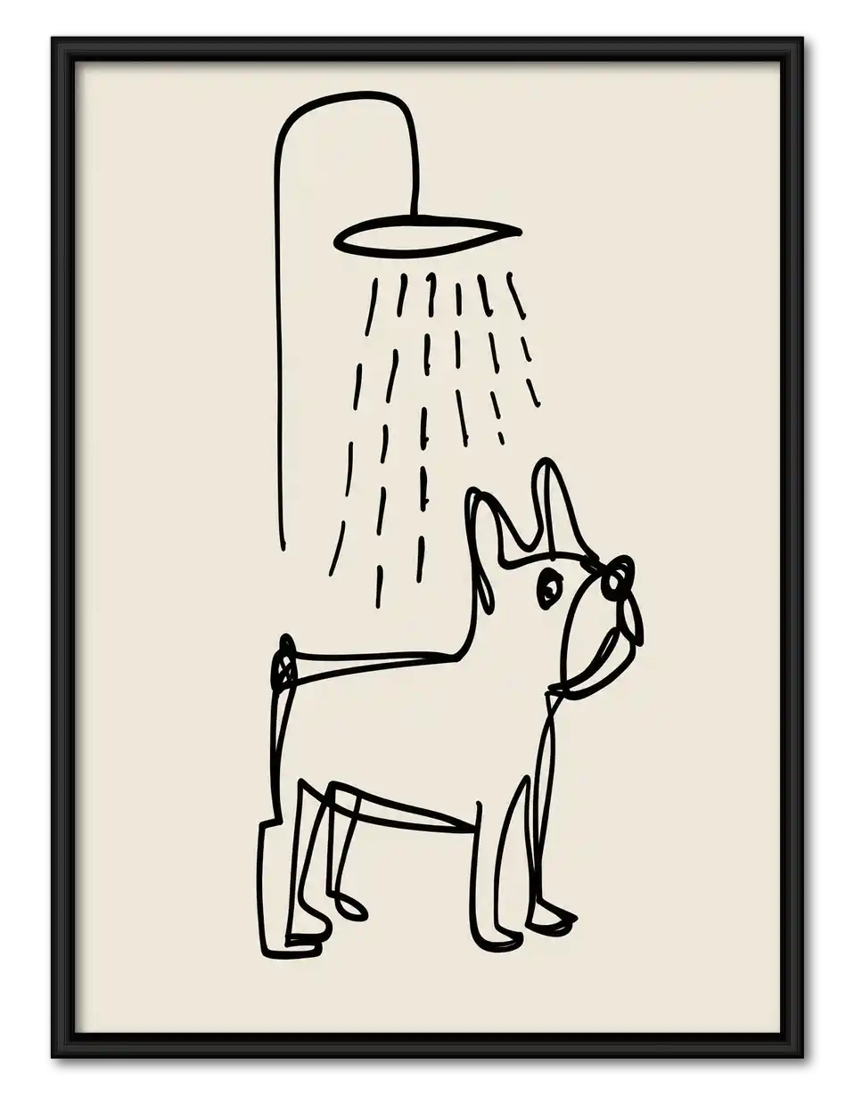 French Bulldog Under Shower Wall Art 1