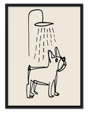 French Bulldog Under Shower Wall Art