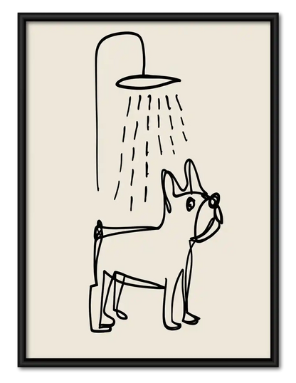French Bulldog Under Shower Wall Art 1