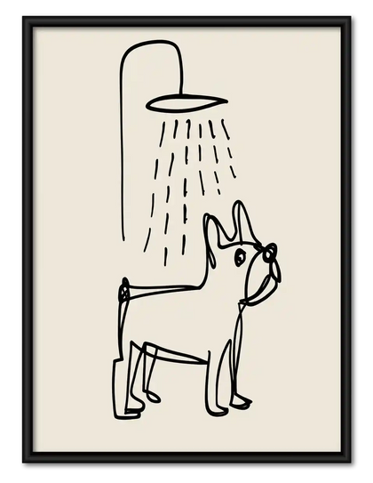 French Bulldog Under Shower Wall Art
