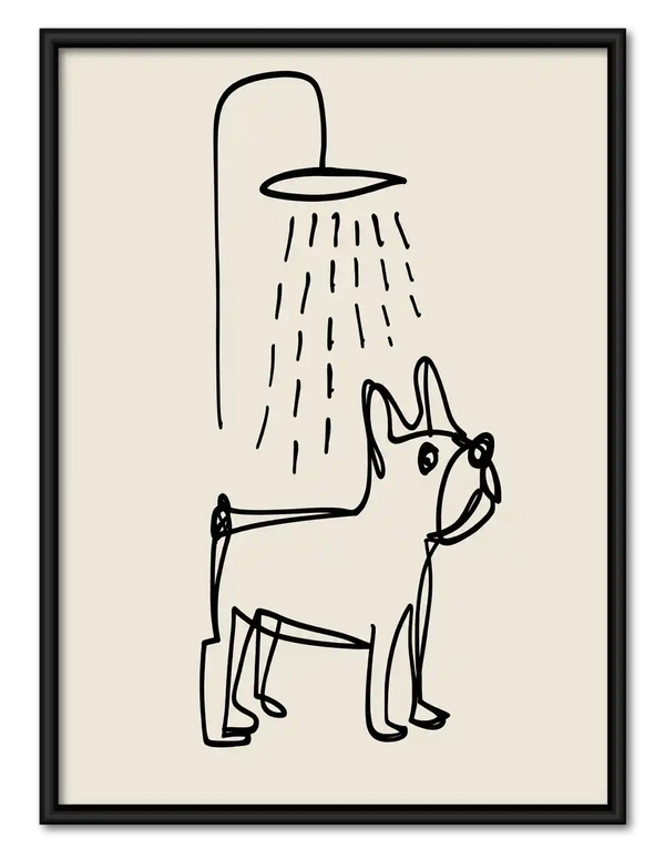 French Bulldog Under Shower Wall Art