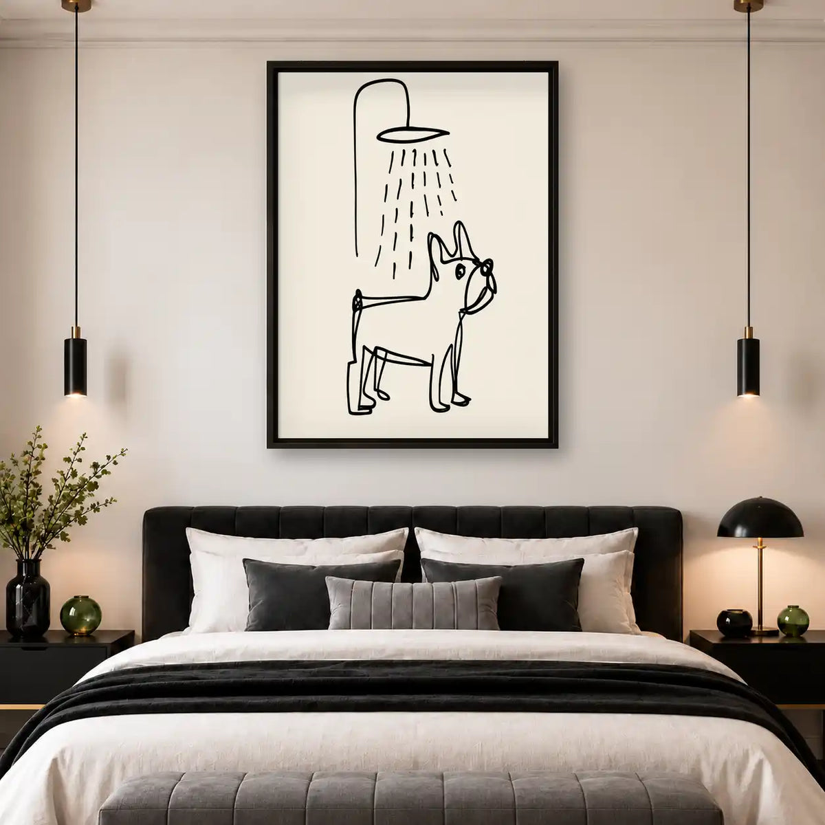 French Bulldog Under Shower Wall Art 4