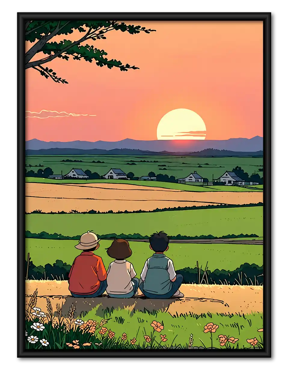 Friends Watching Country Sunset Wall Art 1