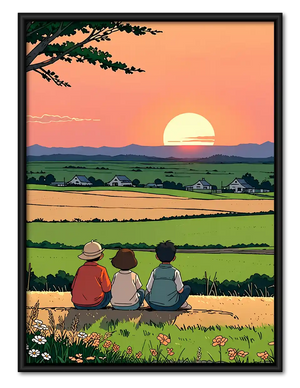 Friends Watching Country Sunset Wall Art