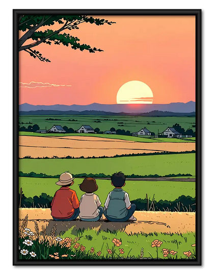 Friends Watching Country Sunset Wall Art