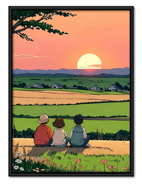 Friends Watching Country Sunset Wall Art