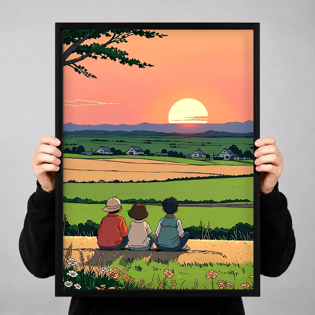 Friends Watching Country Sunset Wall Art 3