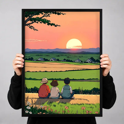 Friends Watching Country Sunset Wall Art 3