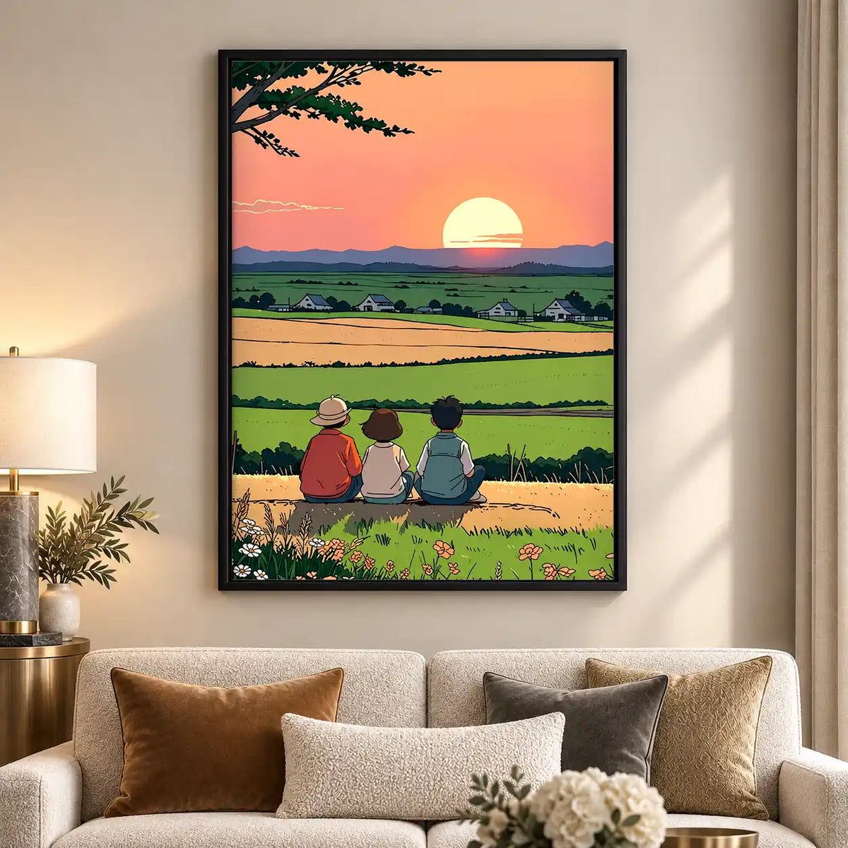 Friends Watching Country Sunset Wall Art 5