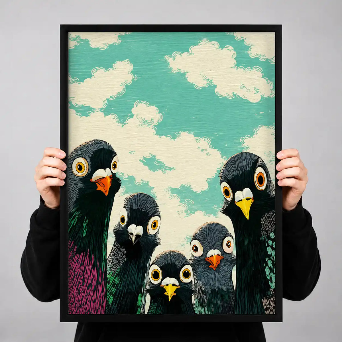 Funny Pigeon Crowd Wall Art 3