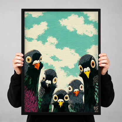 Funny Pigeon Crowd Wall Art 3