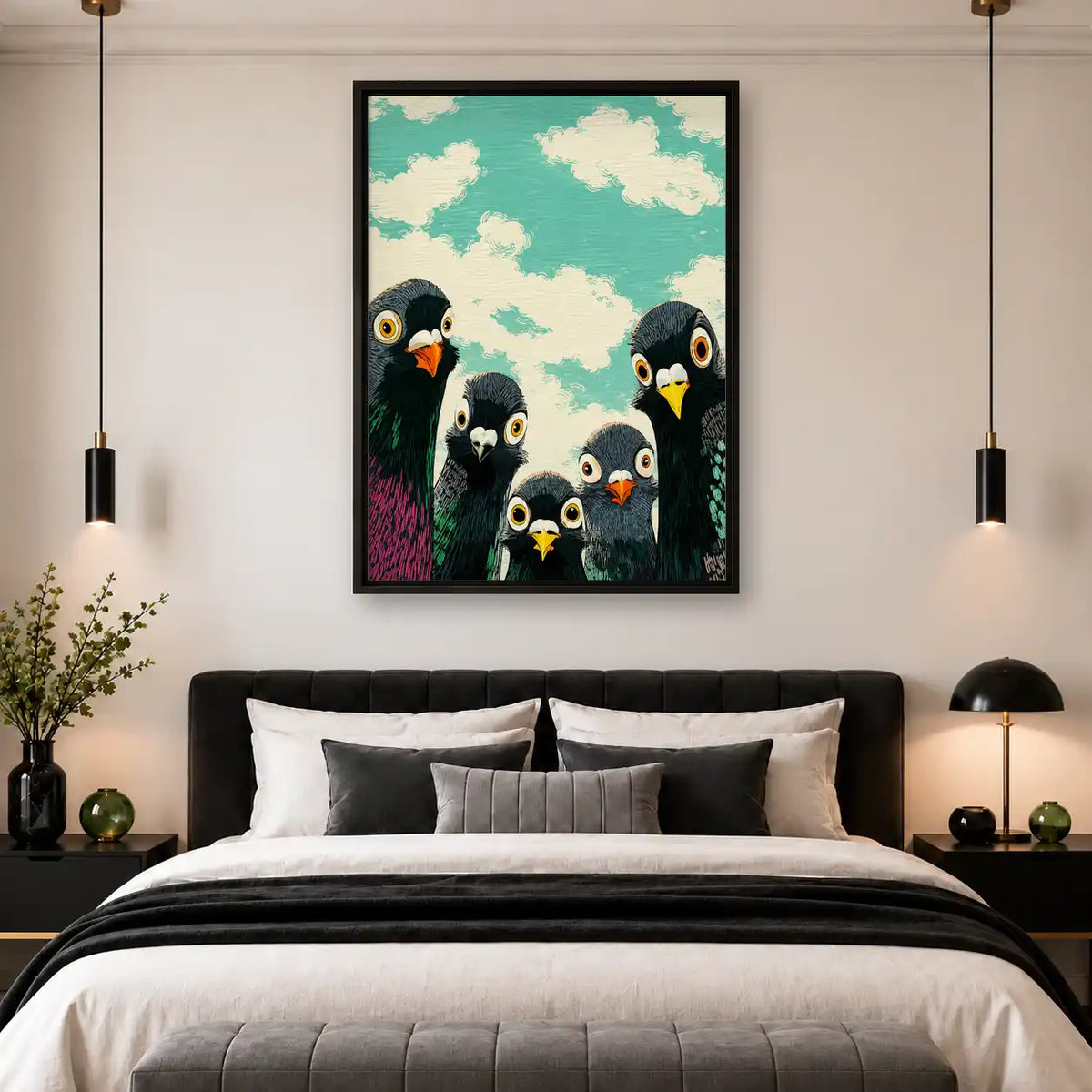 Funny Pigeon Crowd Wall Art 4