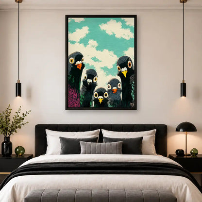 Funny Pigeon Crowd Wall Art 4
