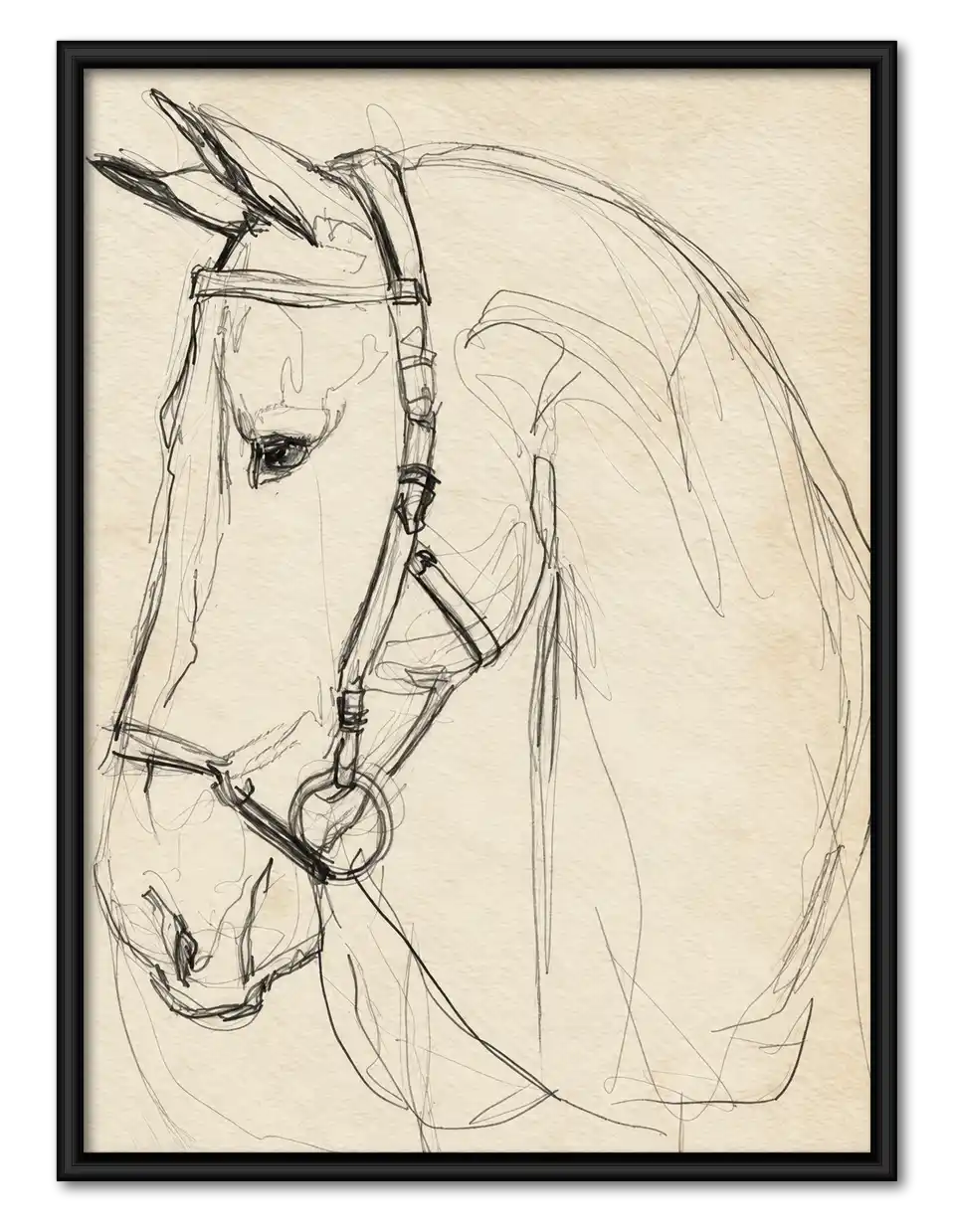 Gentle Horse Head Sketch Wall Art 1