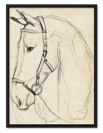 Gentle Horse Head Sketch Wall Art