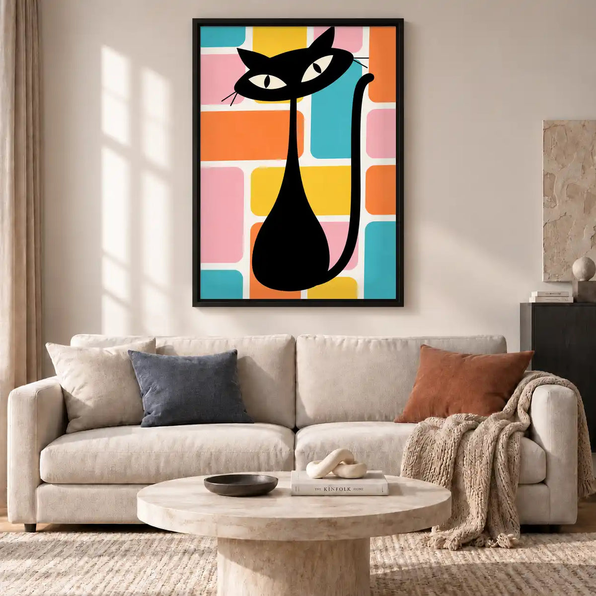 Geometric Black Cat Wall Art 2