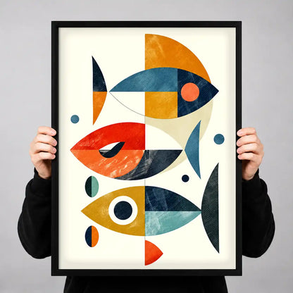 Geometric Fish School Wall Art 3