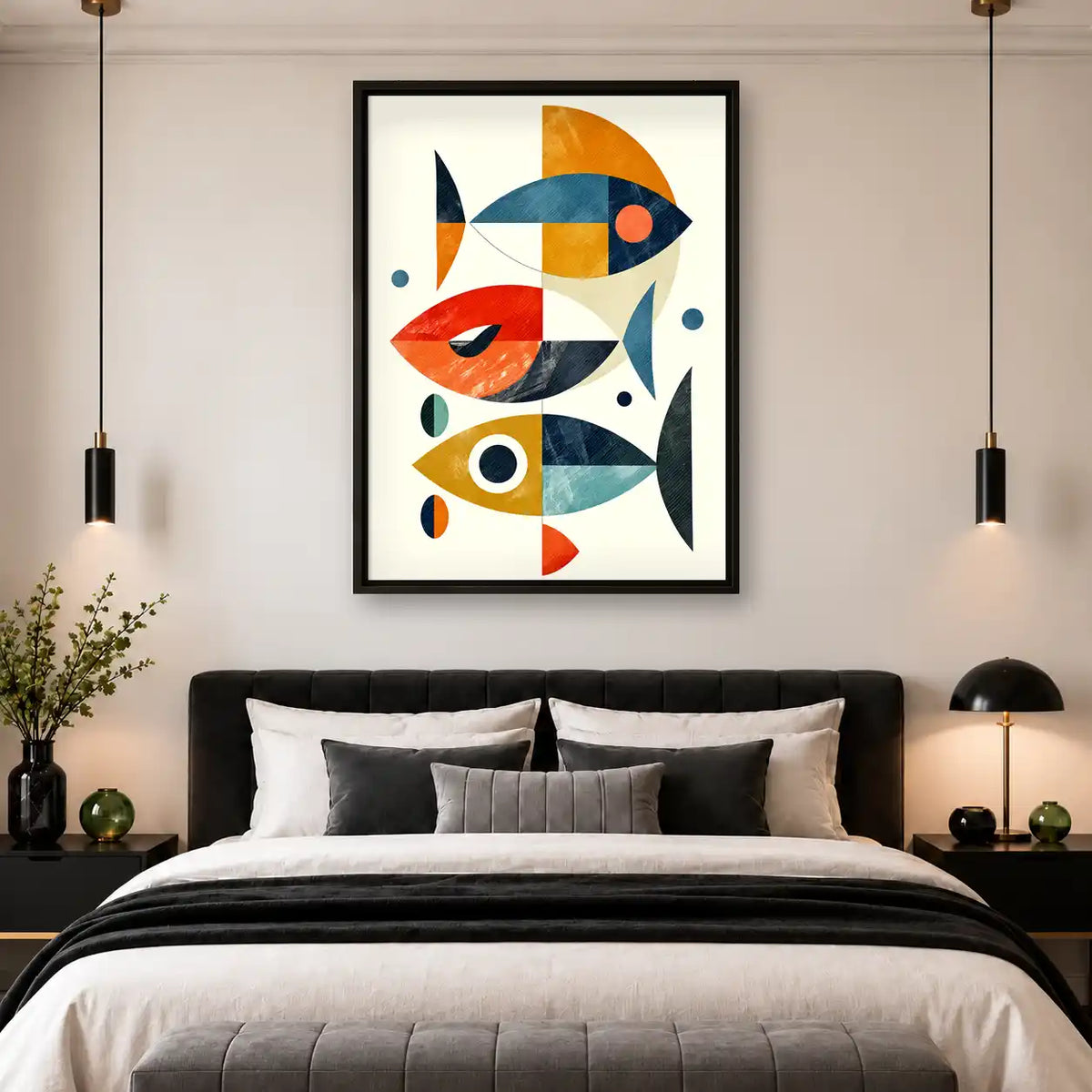Geometric Fish School Wall Art 4