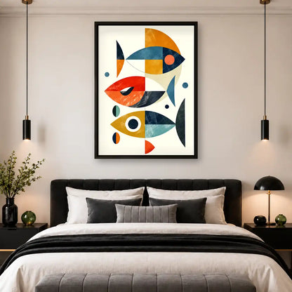 Geometric Fish School Wall Art 4