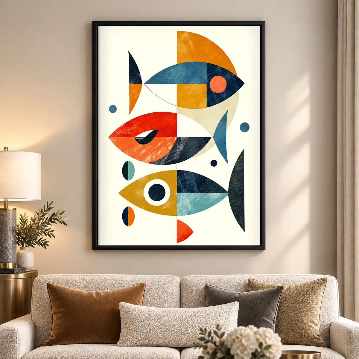 Geometric Fish School Wall Art 5
