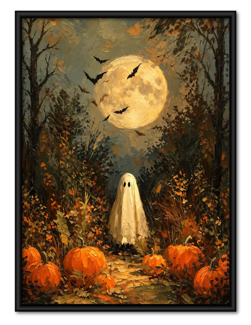 Ghost In Pumpkin Patch Wall Art 1