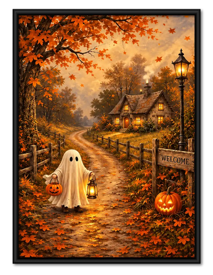 Ghost Visiting Autumn Cottage Wall Art