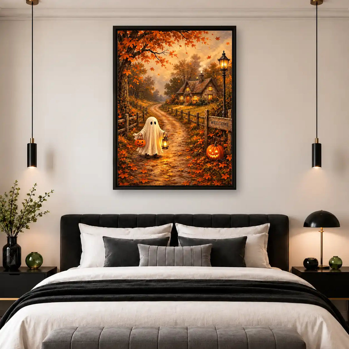 Ghost Visiting Autumn Cottage Wall Art 4