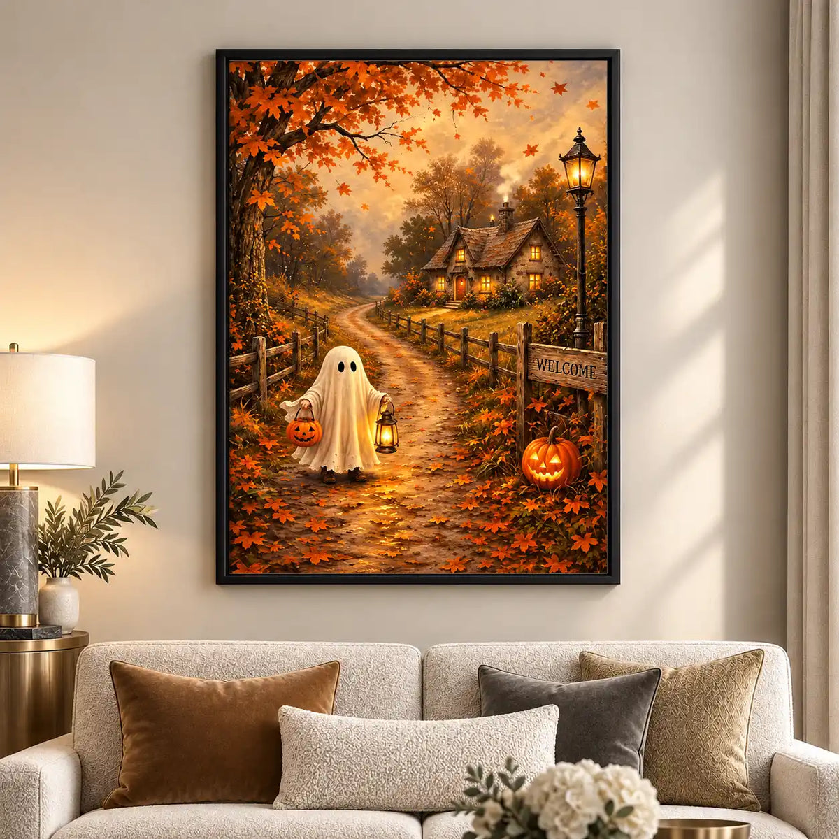 Ghost Visiting Autumn Cottage Wall Art 5