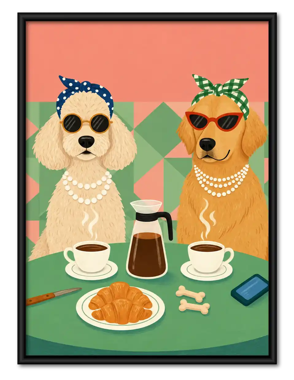 Glamorous Dogs Coffee Date Wall Art 1