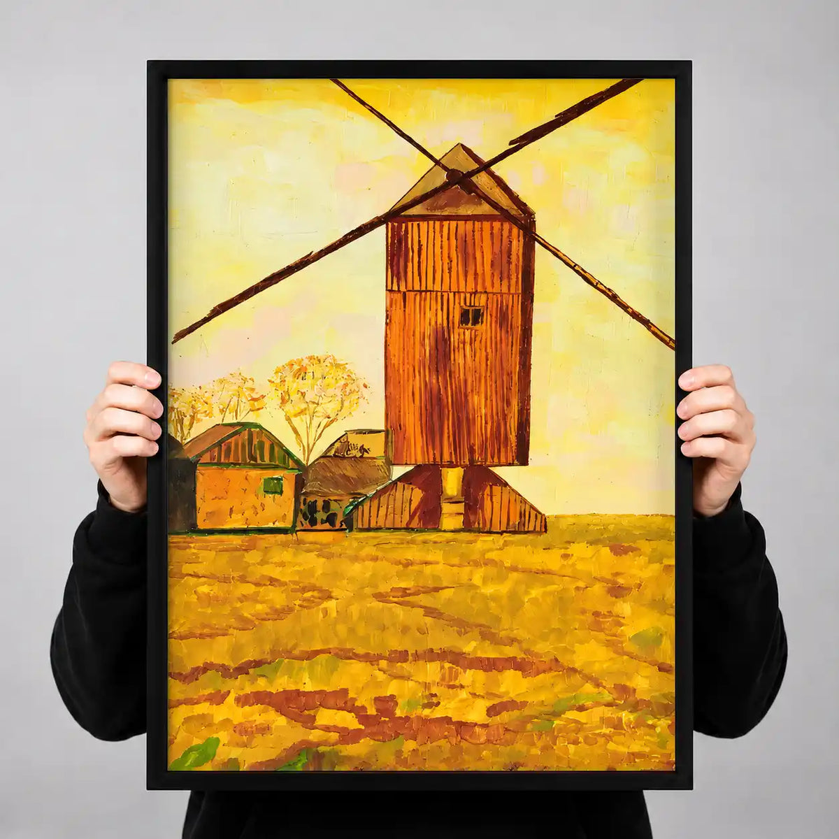 Golden Field Windmill Wall Art 3