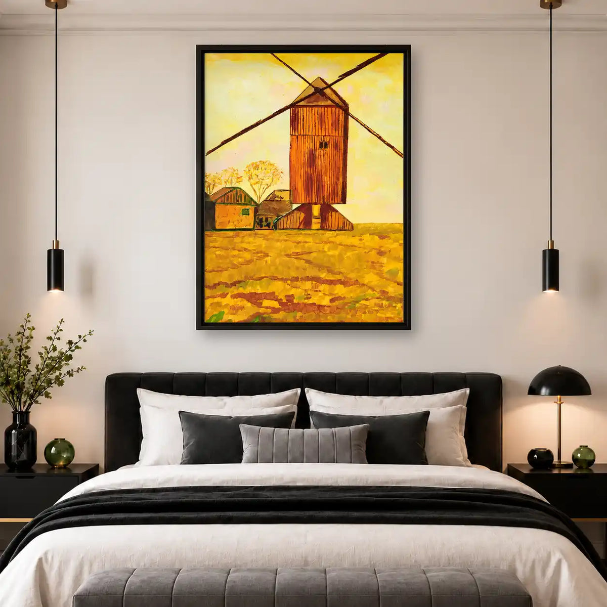 Golden Field Windmill Wall Art 4