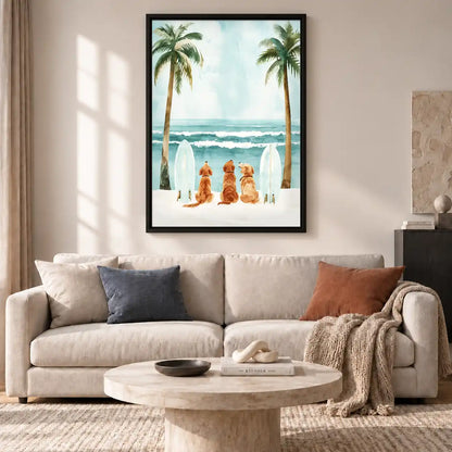 Golden Retrievers Awaiting Surf Wall Art 2