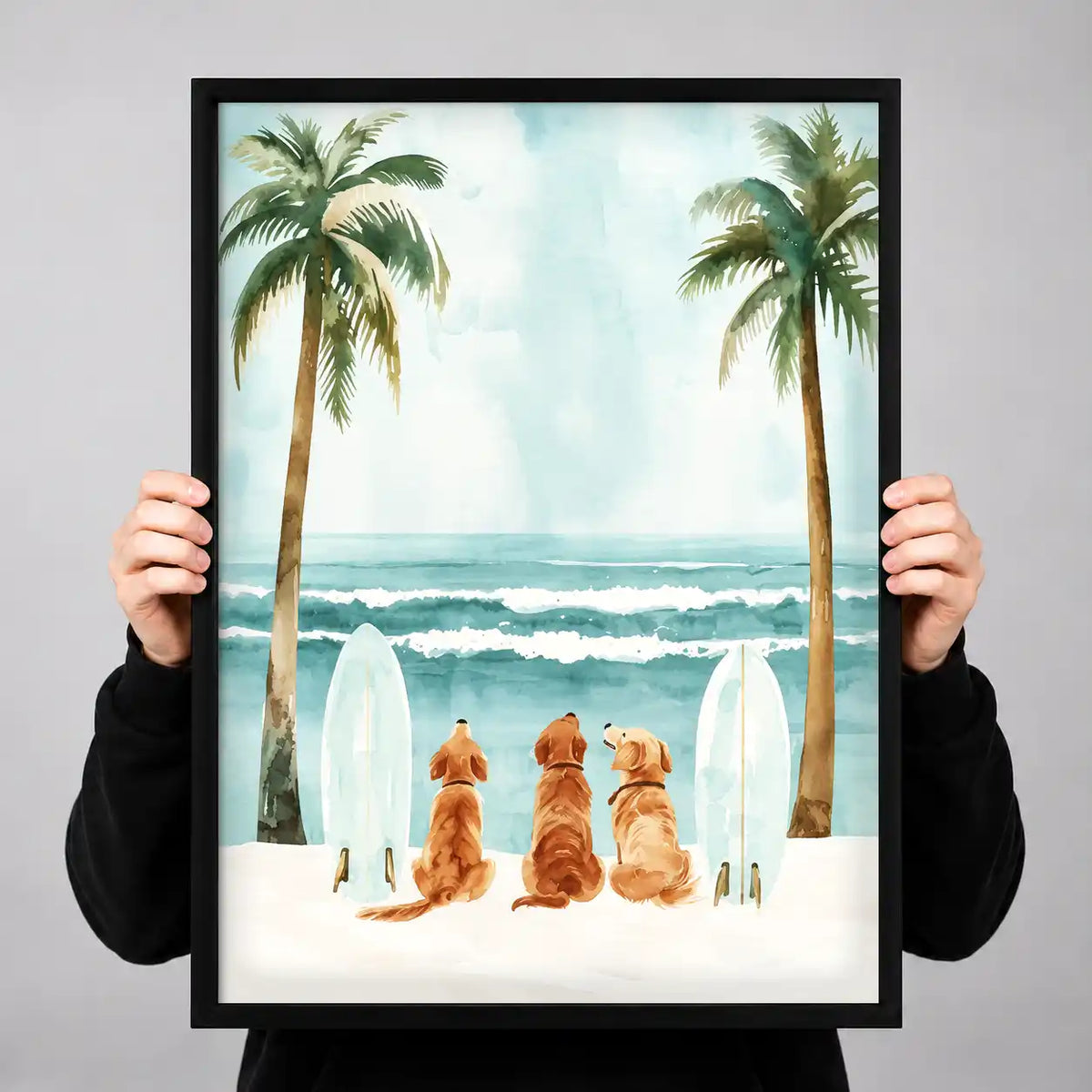 Golden Retrievers Awaiting Surf Wall Art 3
