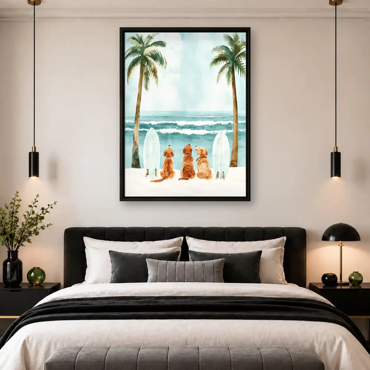 Golden Retrievers Awaiting Surf Wall Art 4