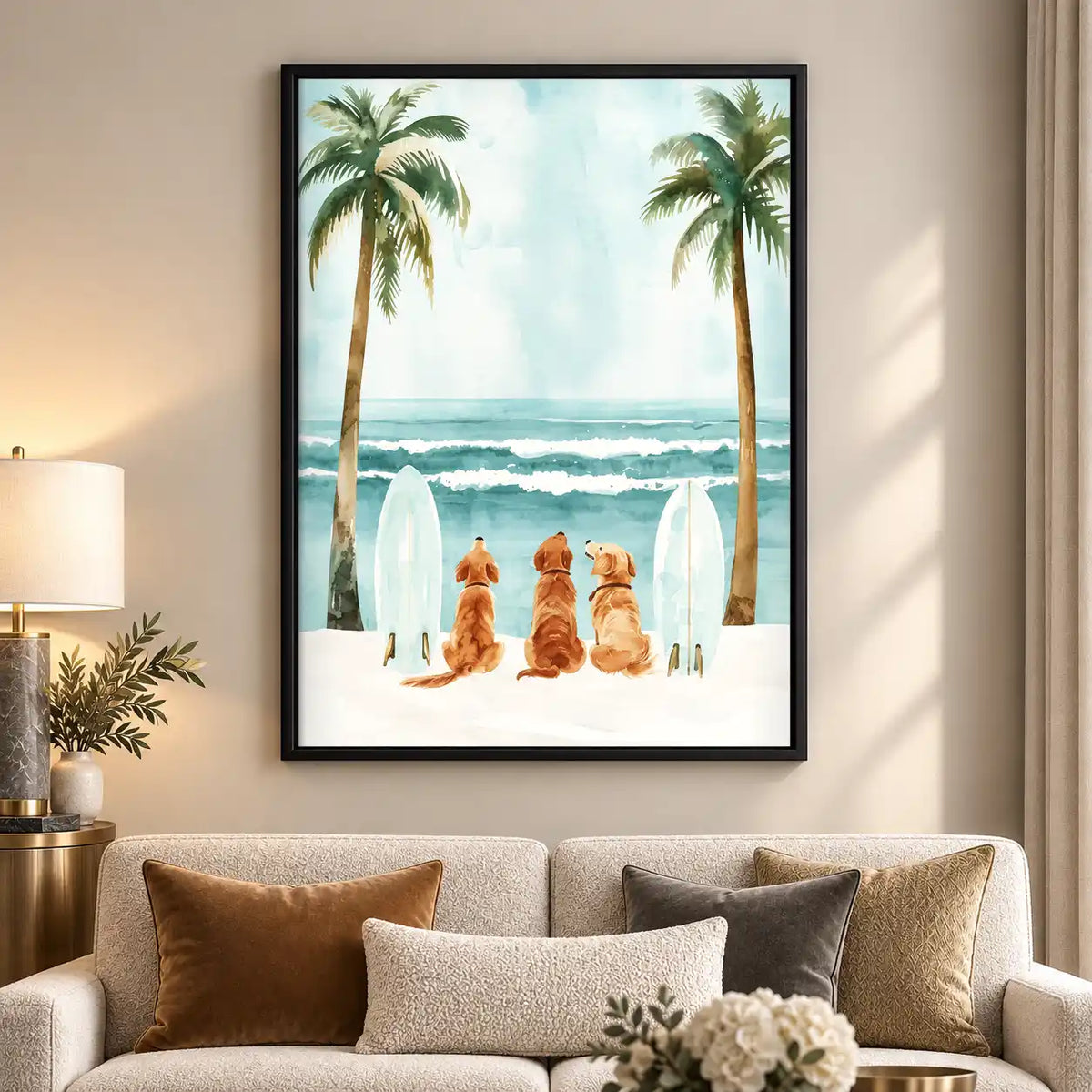 Golden Retrievers Awaiting Surf Wall Art 5