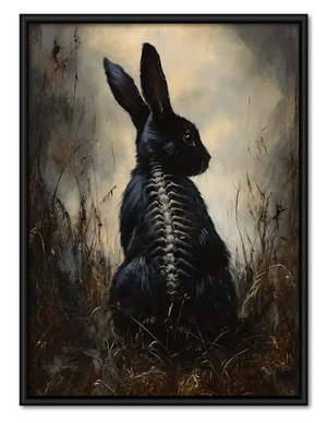 Gothic Black Rabbit Skeleton Wall Art
