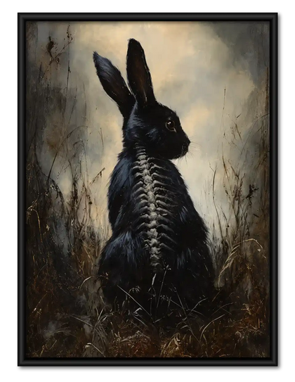 Gothic Black Rabbit Skeleton Wall Art