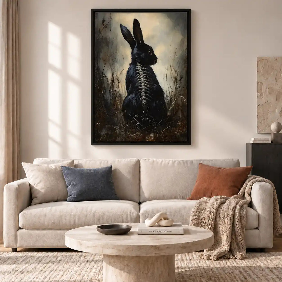 Gothic Black Rabbit Skeleton Wall Art 2