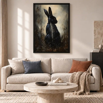 Gothic Black Rabbit Skeleton Wall Art 2