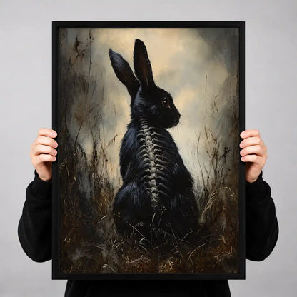 Gothic Black Rabbit Skeleton Wall Art 3