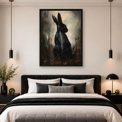 Gothic Black Rabbit Skeleton Wall Art 4