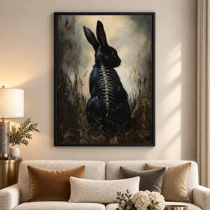 Gothic Black Rabbit Skeleton Wall Art 5