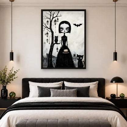 Gothic Girl With Black Cats Wall Art 4