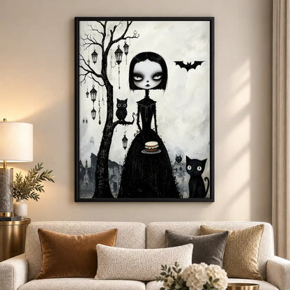 Gothic Girl With Black Cats Wall Art 5