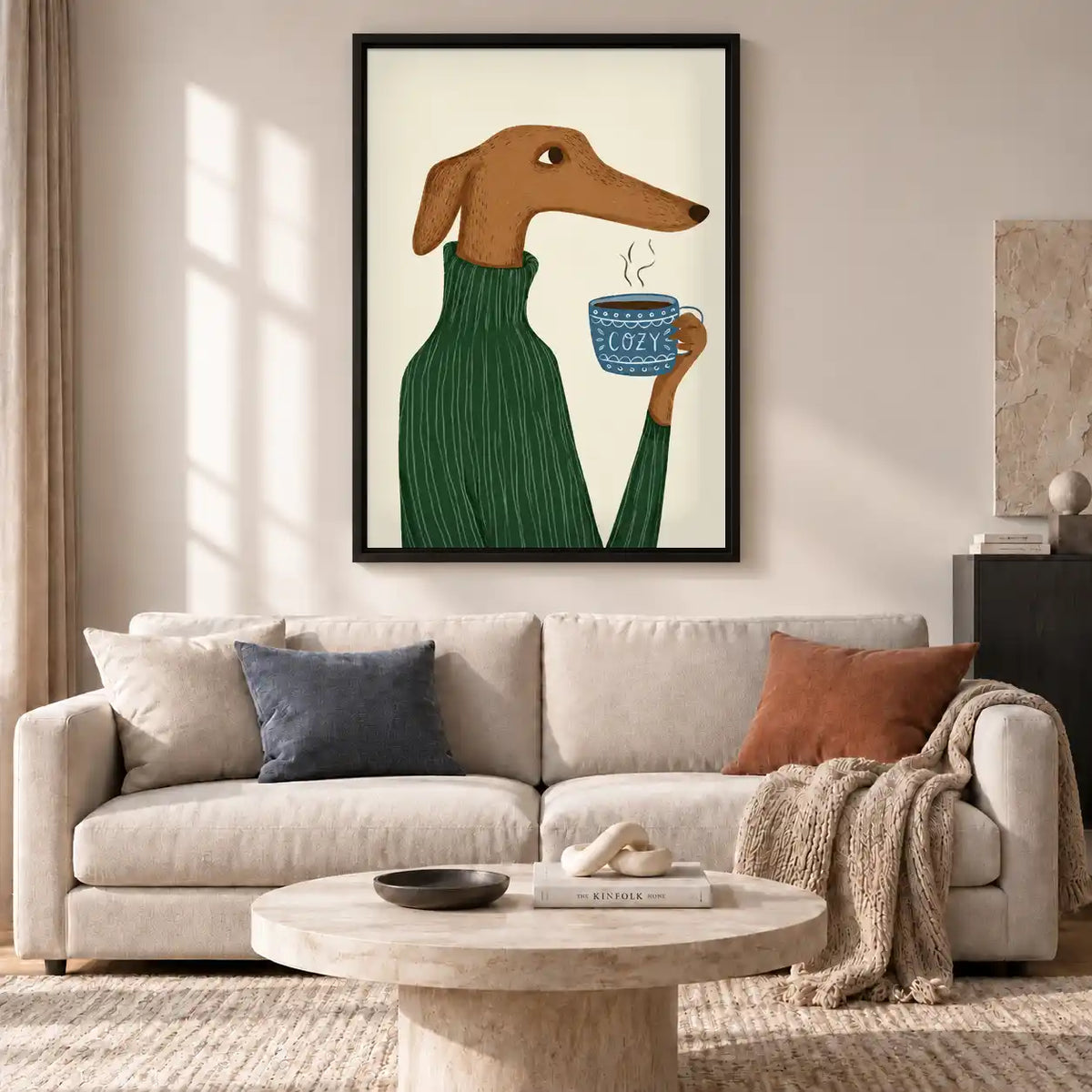 Greyhound Holding Cozy Mug Wall Art 2
