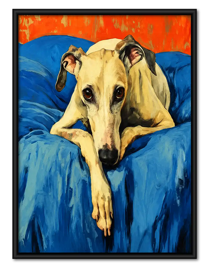 Greyhound On Blue Sofa Wall Art