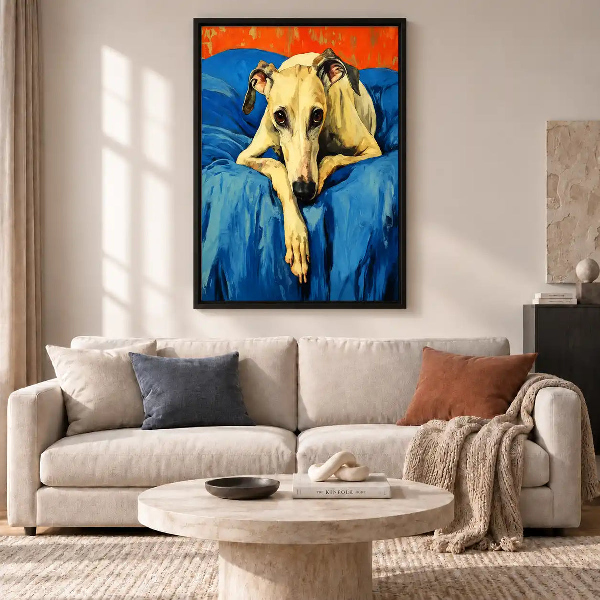 Greyhound On Blue Sofa Wall Art 2
