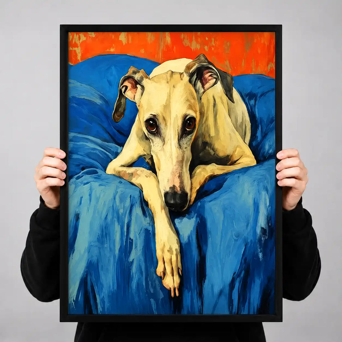 Greyhound On Blue Sofa Wall Art 3